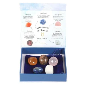 Taurus Crystal Tumblestone Set -härän luonnonkivi lahjapakkaus