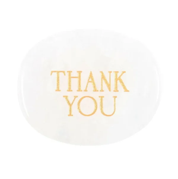 Thank You Clear Quartz -vuorikristalli kämmenkivi "kiitos"
