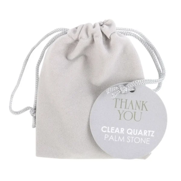 Thank You Clear Quartz -vuorikristalli kämmenkivi "kiitos"