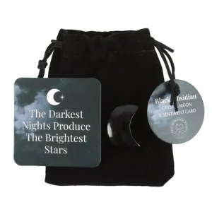 The Darkest Nights -obsidiaani kuunsirppi onnenkivi lahjapussissa