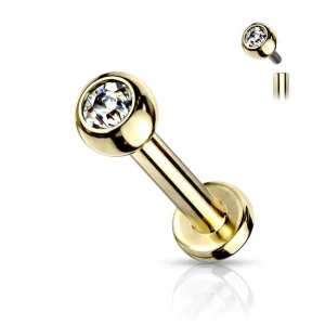 Titaani labret, CZ Basic -kimaltava labret 3mm pallolla (kulta)