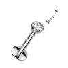 Titaani labret, CZ Convex Basic -kimaltava labret 3mm pallolla (hopea)