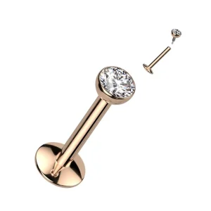 Titaani labret, CZ Convex Basic -kimaltava labret 3mm pallo (r.kulta)