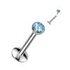 Titaani labret, CZ Convex Basic -kimaltava labret 3mm pallolla (blue)