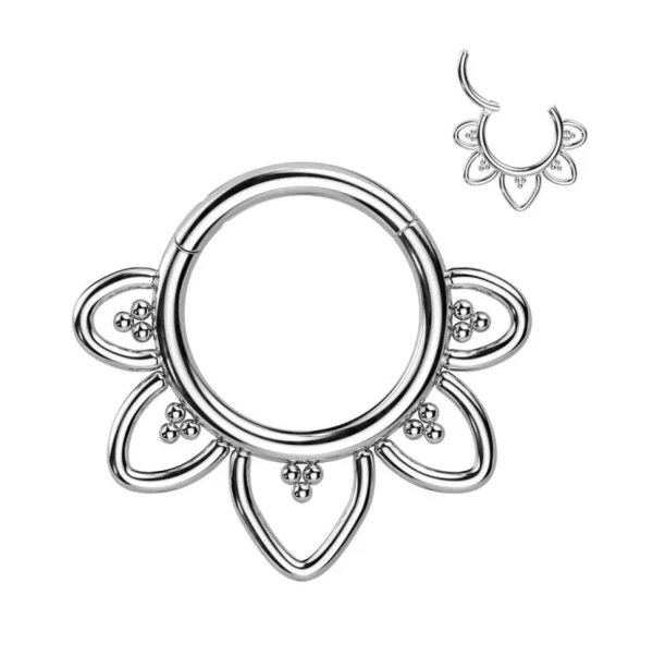 Titaani lävistysrengas, Filigree -koristeellinen clicker (hopea)