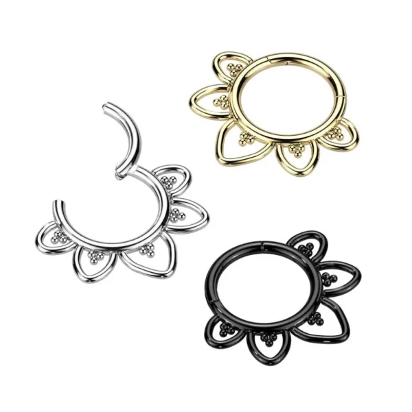 Titaani lävistysrengas, Filigree -koristeellinen clicker (kulta)