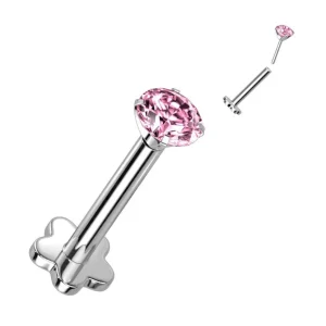 Titaani rustokoru / traguskoru, CZ Top in Pink -push in labret