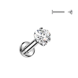 Titaani rustokoru/traguskoru, Small Heart CZ Top in Silver