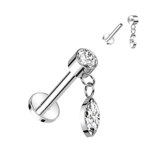 Titaani rustokoru/traguskoru, Dangly Marquise in Silver