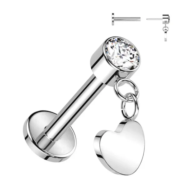 Titaani rustokoru/traguskoru, Push In Dangly Heart in Silver