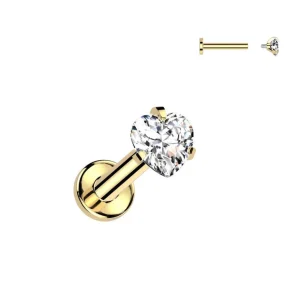 Titaani rustokoru/traguskoru, Small Heart CZ Top in Gold