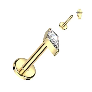 Titaani rustokoru/traguskoru, Small Diamond Top in Gold -kulta labret