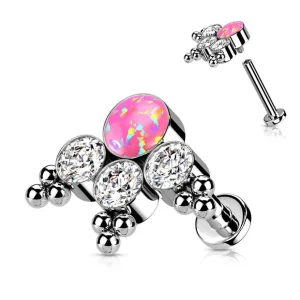 Titaani rustokoru/traguskoru, Opal Cluster -labret (pink)