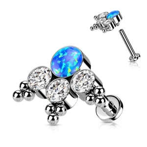 Titaani rustokoru/traguskoru, Opal Cluster -labret (peacock blue)