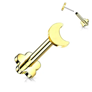 Titaani rustokoru/traguskoru, Push In Crescent 2 in 1 -labret (kulta)