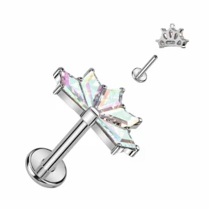 Titaani rustokoru/traguskoru, 5 CZ Fan Top -kimaltava labret (AB)