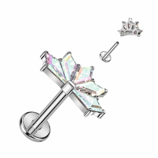 Titaani rustokoru/traguskoru, 5 CZ Fan Top -kimaltava labret (AB)