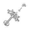 Titaani rustokoru/traguskoru, 5 CZ Fan Top -kimaltava labret (hopea)