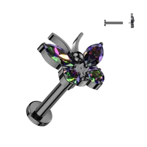 Titaani rustokoru/traguskoru, Butterfly -kimaltava labret (musta)