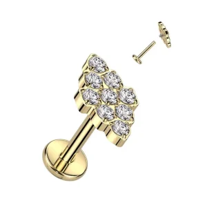 Titaani rustokoru/traguskoru, Diamond CZ -kivellinen labret (kulta)