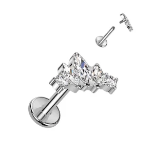 Titaani rustokoru/traguskoru, Mini Marquise -kimaltava labret (hopea)