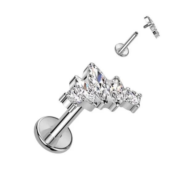 Titaani rustokoru/traguskoru, Mini Marquise -kimaltava labret (hopea)