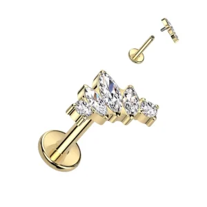 Titaani rustokoru/traguskoru, Mini Marquise -kimaltava labret (kulta)