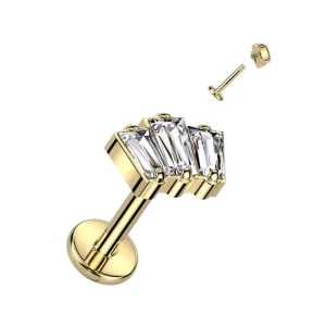 Titaani rustokoru/traguskoru, Baguette Mini -kimaltava labret (kulta)