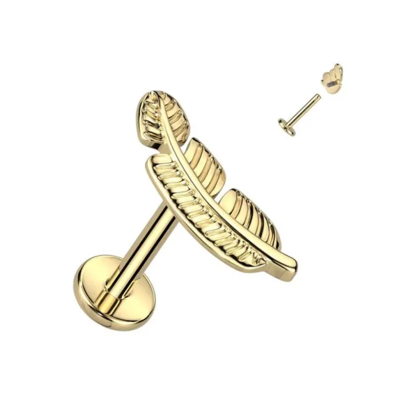 Titaani rustokoru/traguskoru, Feather -höyhenlabret (kulta)
