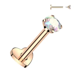 Titaani rustokoru/traguskoru, CZ Top in AB + Rosegold with Heart Base