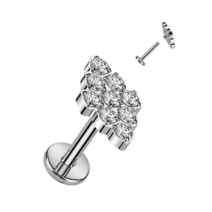 Titaani rustokoru/traguskoru, Diamond CZ -kivellinen labret (hopea)