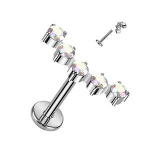 Titaani rustokoru/traguskoru, Curved CZ in AB -kaareva labret