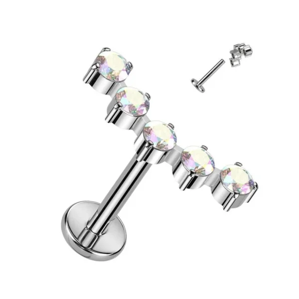Titaani rustokoru/traguskoru, Curved CZ in AB -kaareva labret