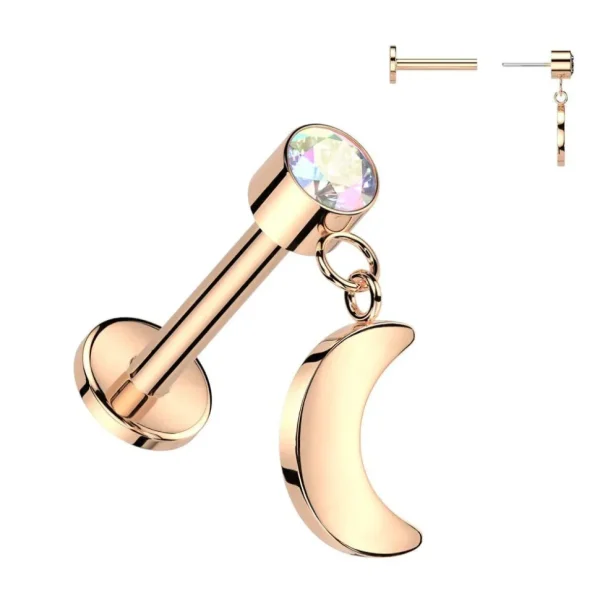 Titaani rustokoru/traguskoru, Push In Dangly Moon in Rosegold AB