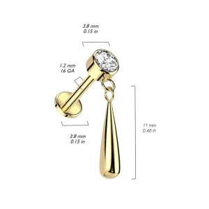 Titaani rustokoru/traguskoru, Teardrop Dangle in Black