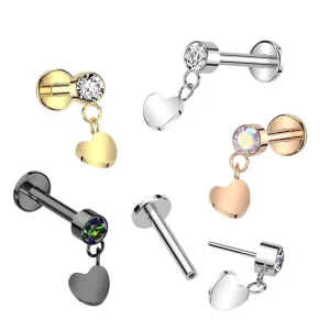 Titaani rustokoru/traguskoru, Push In Dangly Heart in Silver