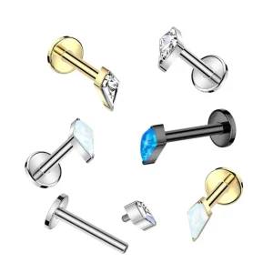 Titaani rustokoru/traguskoru, Small Diamond Top in Gold -kulta labret