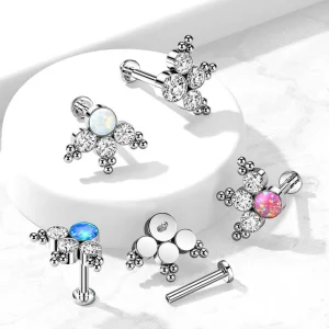 Titaani rustokoru/traguskoru, Opal Cluster -labret (peacock blue)