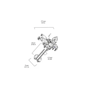 Titaani rustokoru/traguskoru, Butterfly -kimaltava labret (musta)