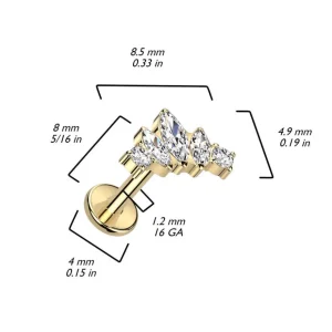 Titaani rustokoru/traguskoru, Mini Marquise -kimaltava labret (hopea)