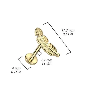 Titaani rustokoru/traguskoru, Feather -höyhenlabret (kulta)