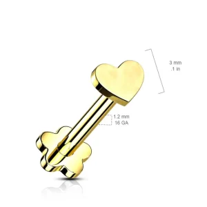 Titaani rustokoru/traguskoru, Push In Heart 2 in 1 -labret (kulta)