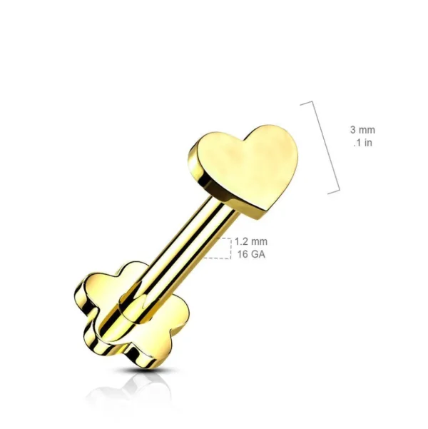 Titaani rustokoru/traguskoru, Push In Heart 2 in 1 -labret (kulta)