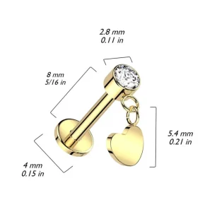 Titaani rustokoru/traguskoru, Push In Dangly Heart in Gold