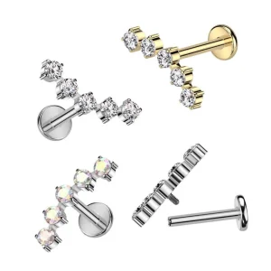 Titaani rustokoru/traguskoru, Curved CZ in AB -kaareva labret