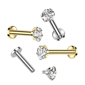Titaani rustokoru/traguskoru, Small Heart CZ Top in Silver