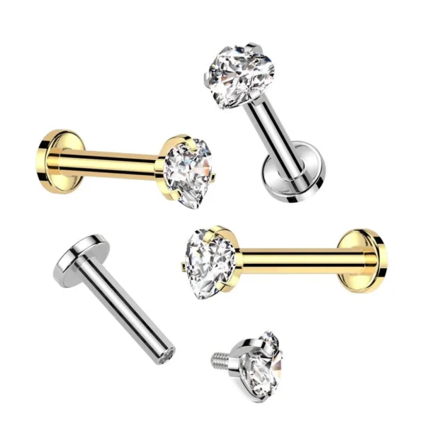 Titaani rustokoru/traguskoru, Small Heart CZ Top in Gold