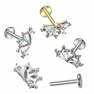 Titaani rustokoru/traguskoru, 5 CZ Fan Top -kimaltava labret (hopea)