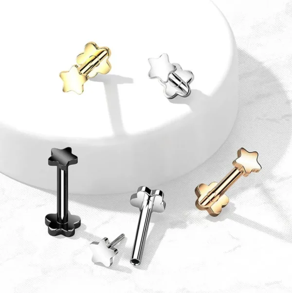 Titaani rustokoru/traguskoru, Push In Star 2 in 1 -labret (kulta)