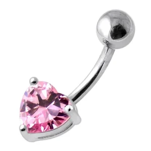 Titaaninapakoru, Pieni Cubic Zirconia sydän -vaaleanpunainen napakoru